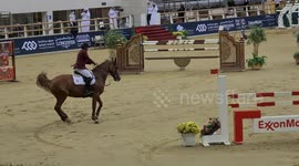 A refuses to obey his masters command in showjumping Longines Hathab Qatar Equestrian Tour watch what happens next