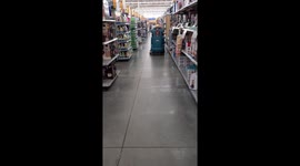 Wow, automated no operator floor cleaning scrubber machine that can be set to operate on its own. @Walmart in Anchorage Alaska.