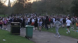 Mosh pit breaks out as hundreds descend on park in Nottingham, UK after lockdown rules eased