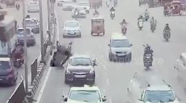 Auto rams into pedestrian in southern India