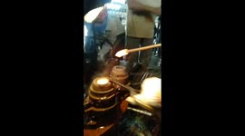 Production line of handmade glass cups from sand in Vietnam