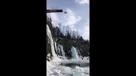 Canadian woman completes incredible first ever high dive into frozen lake