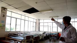 Hospital's interior damaged by storm in central Thailand