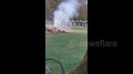 Belgian police use water cannons to disperse riot crowds at Brussels park