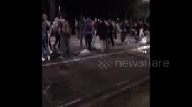 Belgian police use water cannons to disperse illegal party crowd in Brussels
