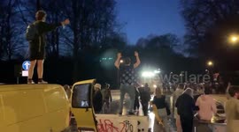 Illegal partygoers confront police, get soaked by water cannons in Brussels