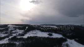 Stunning: Drone moves close to the rain boundary in Newfoundland, Canada