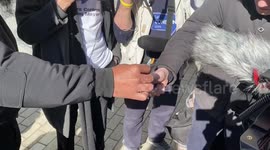 Piers Corbyn had mask burned outside BBC