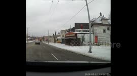 Middle of Winter, Crazy Guy Walking with Pants Down, Cowboy Hat, and Snow on Ground