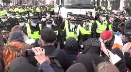 Scuffles as wall of Met Police take on scores of protesters at 'Kill the Bill' protest in Westminster