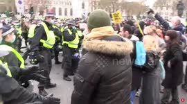 Man held to the ground as he's arrested by Met Police officers during Westminster 'Kill the Bill' protest