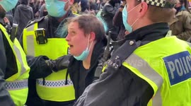 Police make arrests in London's Trafalgar Square during 'Kill the bill' protest