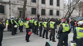Police 'kettle Kill the Bill protesters' near the Strand in London