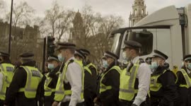 Police Protect McDonald's Truck at 'Kill The Bill' Protest at Parliament Square