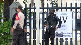 Security at the Cathedral church in Jakarta on Easter