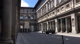 Deserted Uffizi Gallery in Florence, Italy, during the Easter weekend 2021 Covid-19 strict lockdown