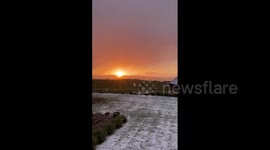 UK: Dreamy Sunrise And Snow Scene In Kintyre, Scotland