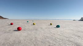 Strange games with Easter eggs on the ice of Lake Baikal. Russia. Eastern Siberia