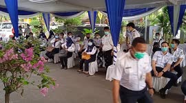 PT KERETA API employees are vaccinated against COVID 19 in Palembang, Indonesia