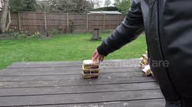 Tower Of Cadburys Caramel Eggs.