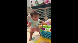 'Baby gets Scared by the 'Popcorn Feature' in her Favorite Toy'