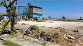 Debris scattered across roads in Indonesia after Tropical Cyclone Seroja passes