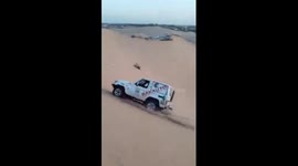Horrifying moment rally car crash down in desert