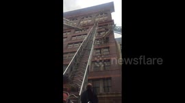 US: Workers Hanging From Building Rescued After Scaffolding Collapses In Cincinnati, Ohio