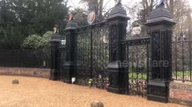 Flowers line gates of Sandringham House after Prince Philip's death