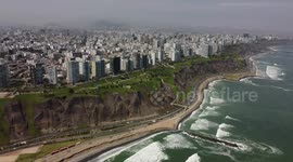 Aerial view of Lima city, Miraflores, Peru at afternoon