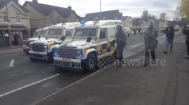 Further Footage of riot police clashing with demonstrators in Belfast, Northern Ireland has emerged