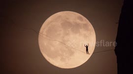 Slacklining across the face of the moon: stunning footage from Spain