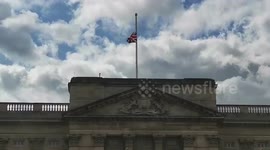 Royal Announcement Of Prince Philip's Passing Removed From Buckingham Palace Gates Due To Social Distancing Issues As Large Crowds Gather