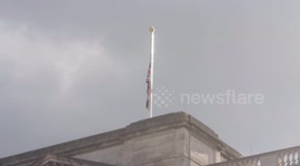 Buckingham Palace's Union Flag flies at half mast following death of Prince Philip