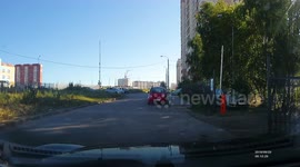 'Driver Hits Van taking a Sudden U-Turn on a Two-Way Street in Russia'