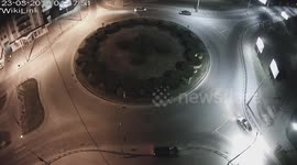 'Roundabout Drifting in Opel Omega Goes Wrong | Car Crashes into Railings  '