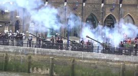Gun Salute at Tower of London for HRH Prince Philip's death, London. 10th April, 2021