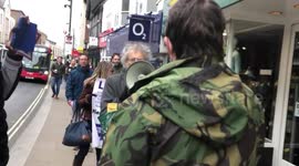 Passerby confronts Piers Corbyn and campaign party for not social distancing in London