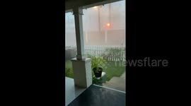 Transformers explode under pressure of thunderstorm in Pensacola, Florida