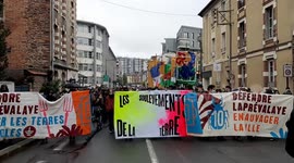 Protesters march in Rennes, France to defend natural area in the city