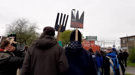 Protesters bring forks during demonstration in defense of natural area