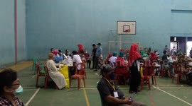Vaccination for elderly in Cipondoh Sport Hall, Indonesia