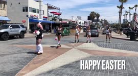 Happy Easter 2021 Girl Bunnies on Roller skates San Diego 4/4/21