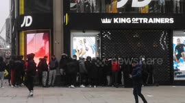Queues outside JD Sports on Oxford Street as non-essential shops open in England