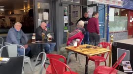 Londoners enjoy a morning pint for first time in months as lockdown eases.