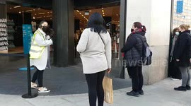Bargain hunters queue at the Marble Arch branch of Primark in London on first day of non-essential shops reopening