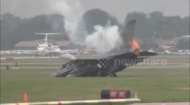 F-16 Fighter Jet Overruns Runway and Crashes At Airshow (5.4 Million USD Damage)