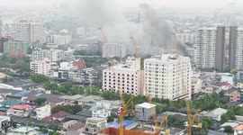 Fire erupts at apartment block in Bangkok, Thailand