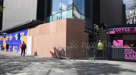 The Flagship Debenhams Store Gets Boarded Up In Oxford Street