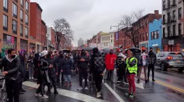 Activists gather in Brooklyn, New York and shut down the Manhattan Bridge in response of the killing of Duante Wright